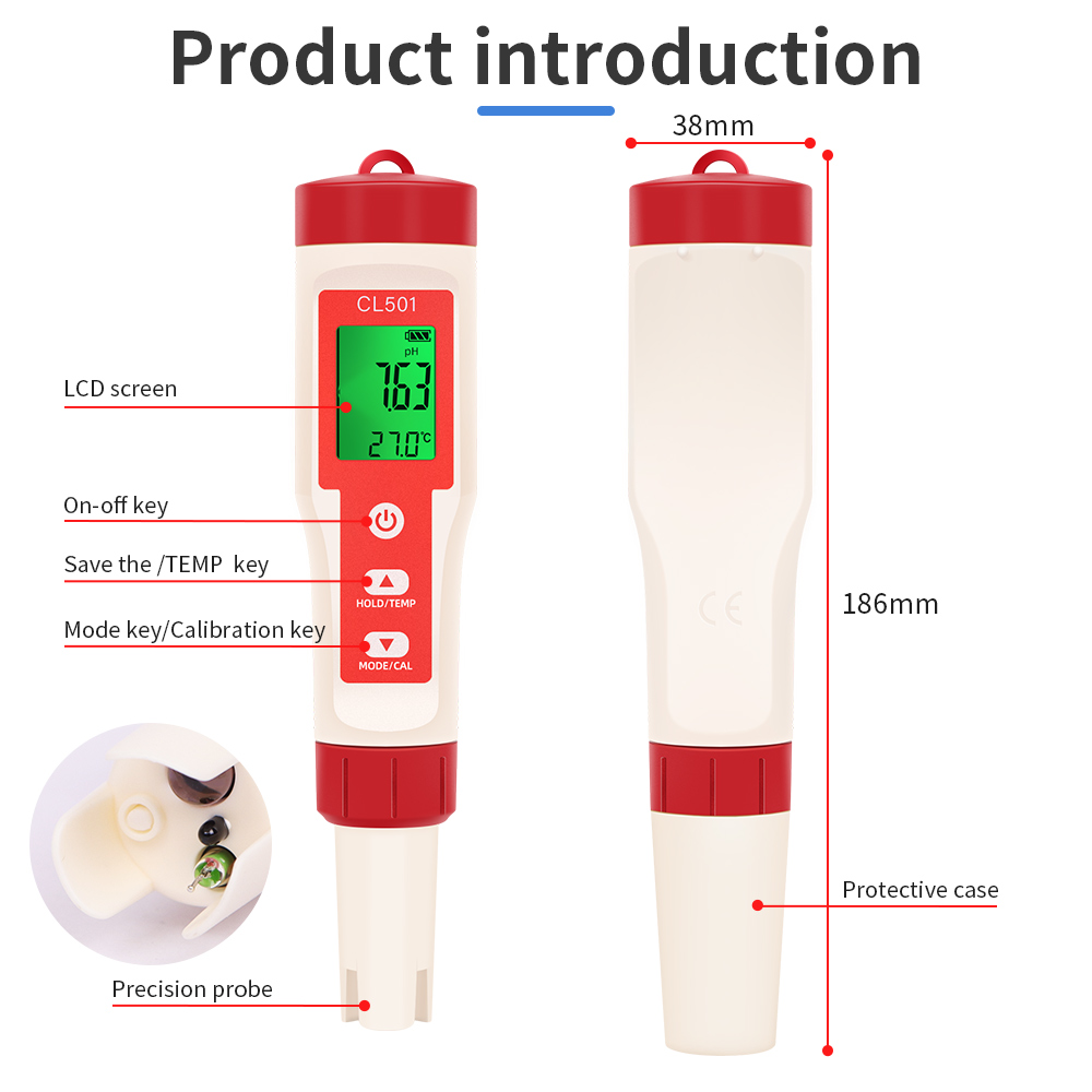 PH/CL2/H2/ORP/compteur de temp - Ph Meter Digital Water Tester avis et prix